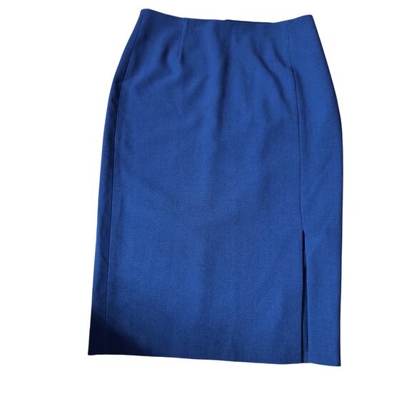 Tahari ASL Navy Blue Pencil Skirt Size 4 Sexy Slit Classic Basic Work Office - Picture 1 of 6